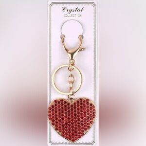 Gold-tone Red Bling Heart Key Chain/Handbag Accessory
